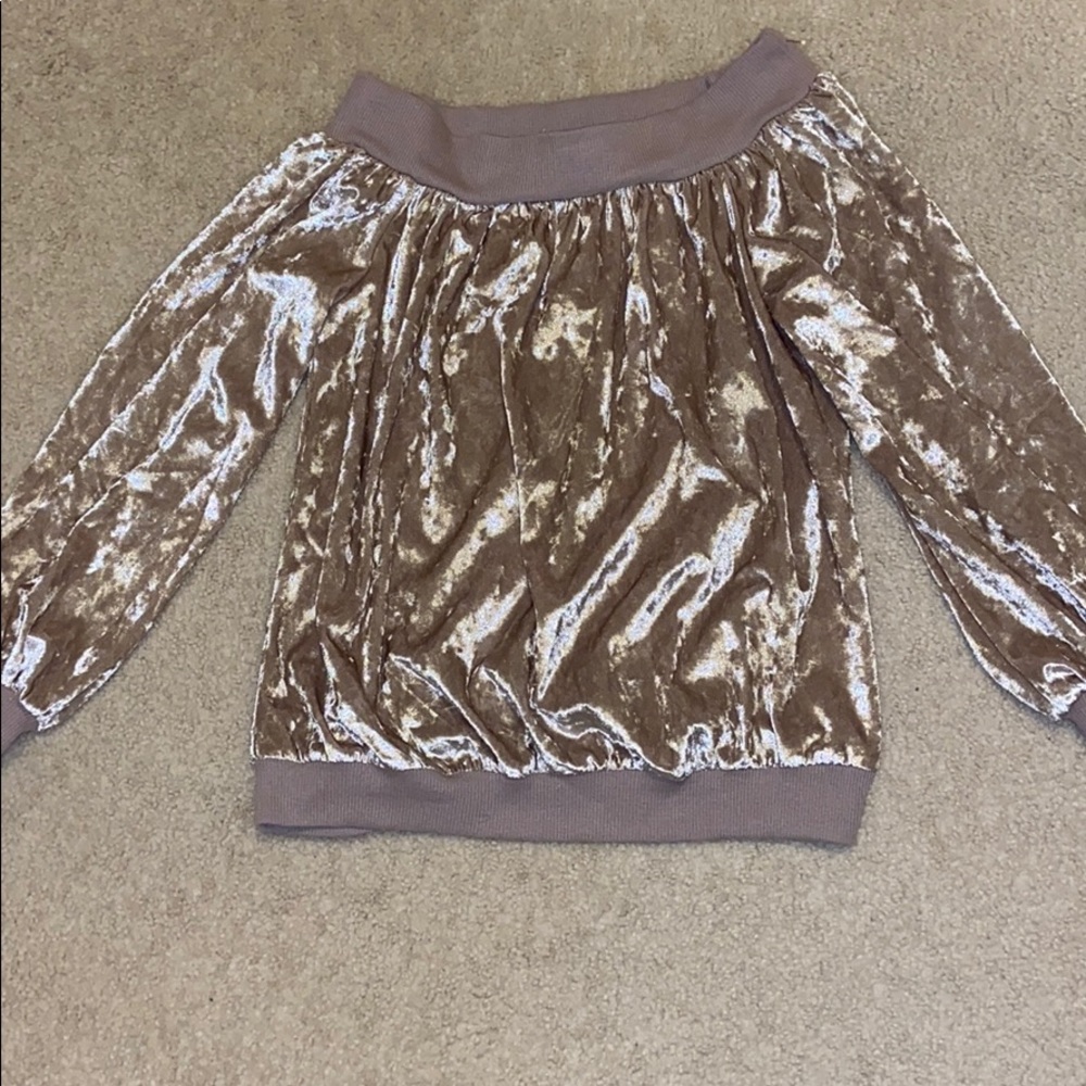 off the shoulder long sleeve sheer top